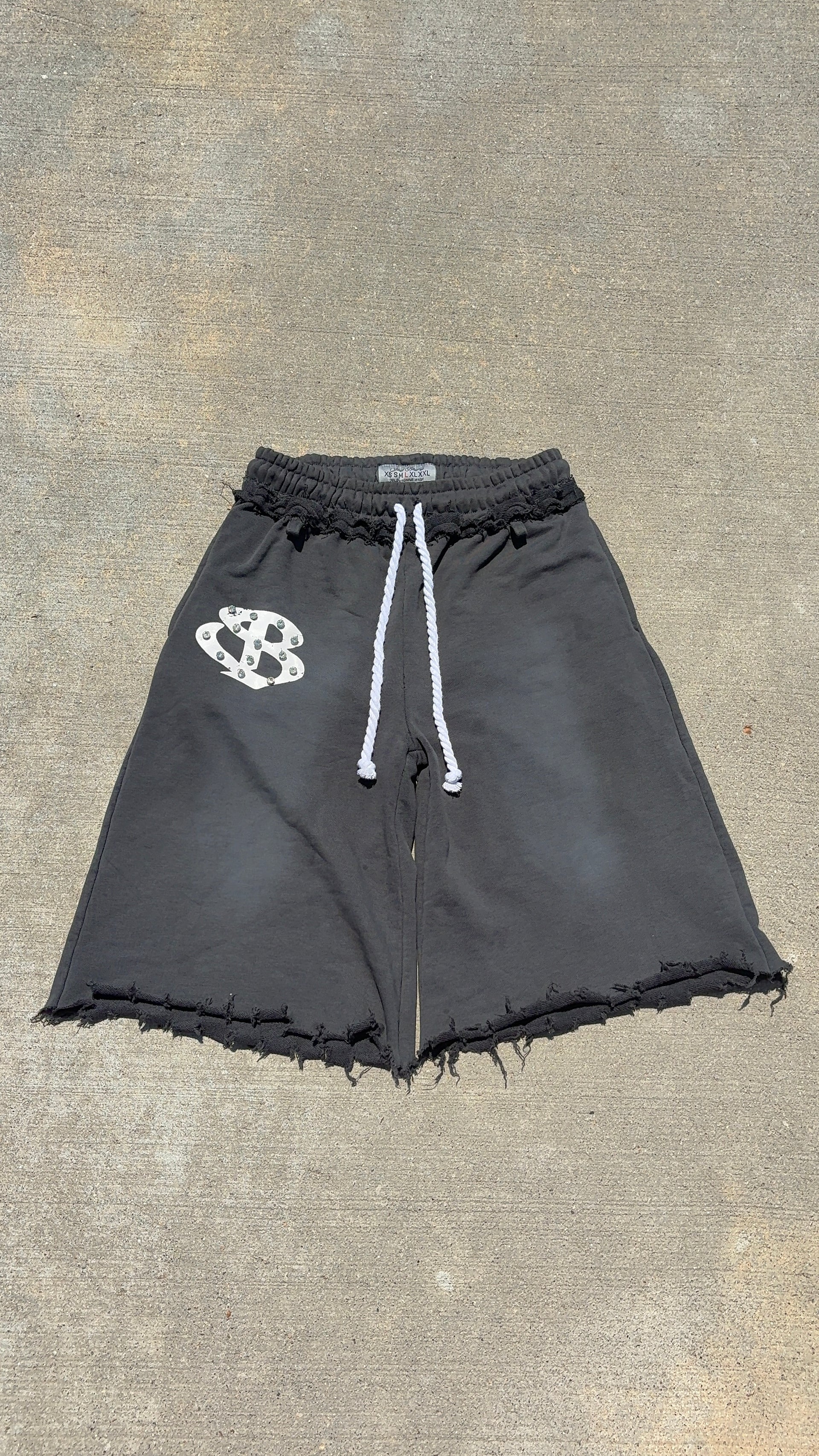 Grey Rhinestone Shorts