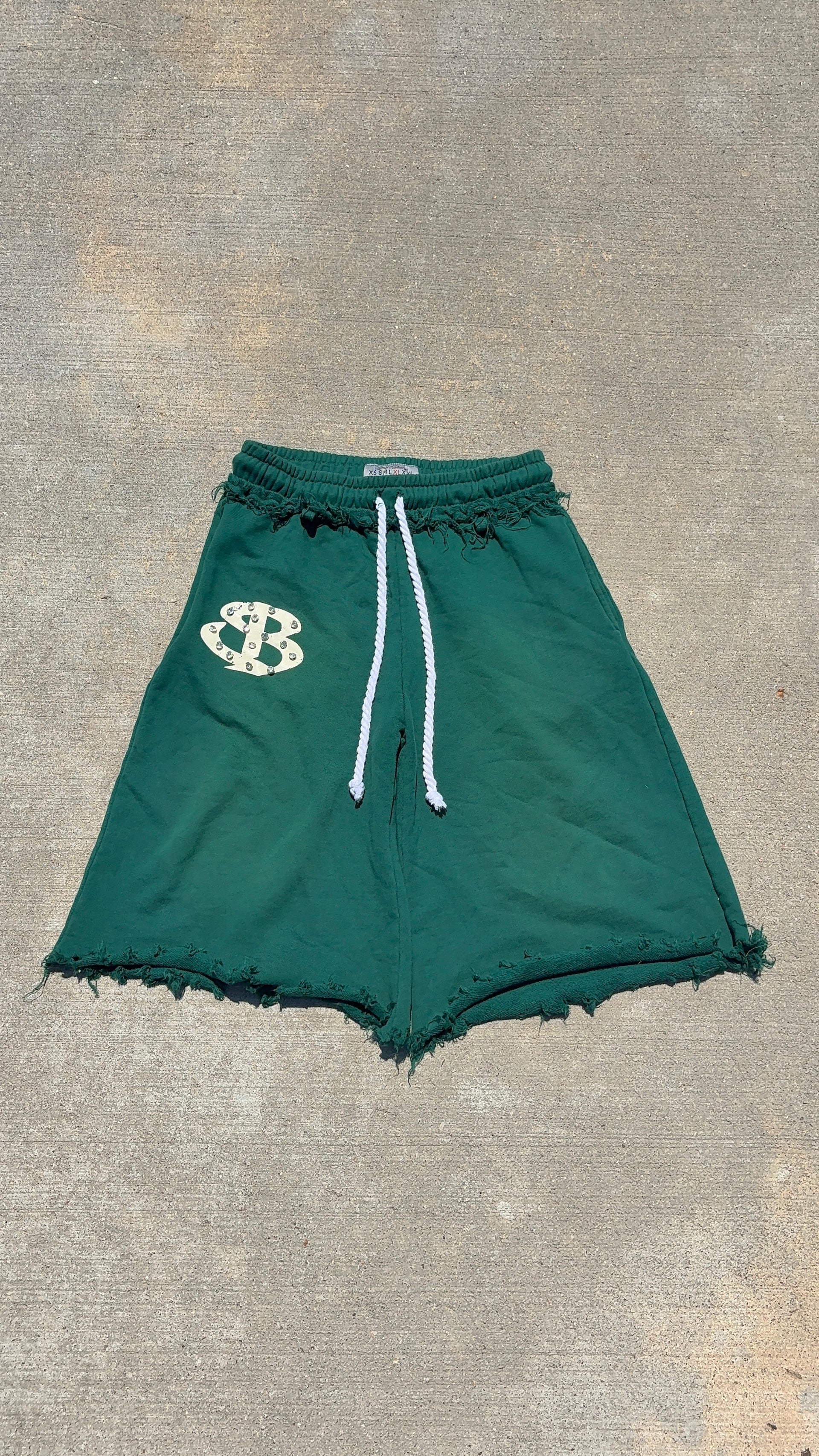 Green Rhinestone Shorts